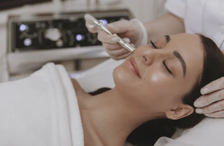 Microdermabrasie op de wang